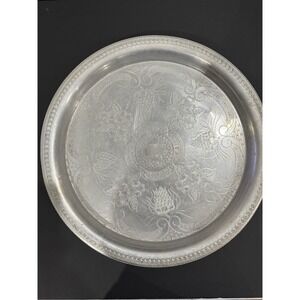 Vintage-Style Embossed Aluminum Floral Serving Tray – Decorative Home Accent